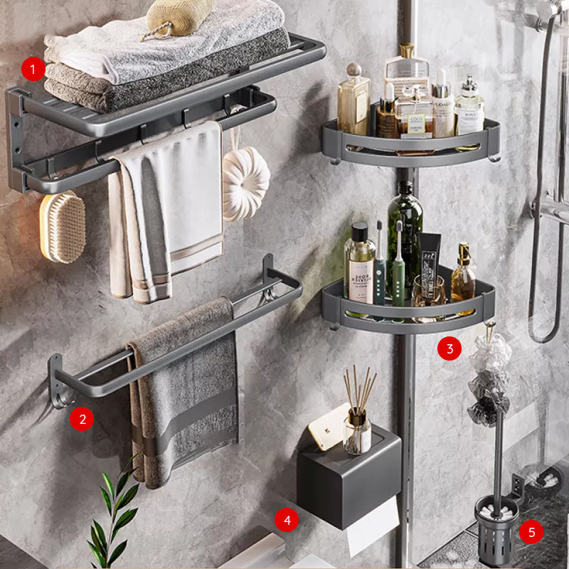 Lisslune | Modern Bathroom Accessory Hardware Set Gray Towel Bar Bathroom Shelf Bathroom Hardware Set