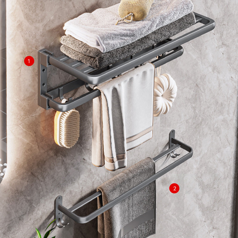 Lisslune | Modern Bathroom Accessory Hardware Set Gray Towel Bar Bathroom Shelf Bathroom Hardware Set