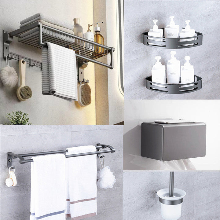 Lisslune | Matt gray bathroom accessory set bathroom shelf/towel holder & paper holder included