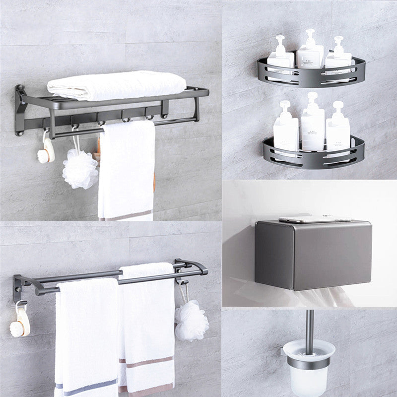 Lisslune | Matt gray bathroom accessory set bathroom shelf/towel holder & paper holder included