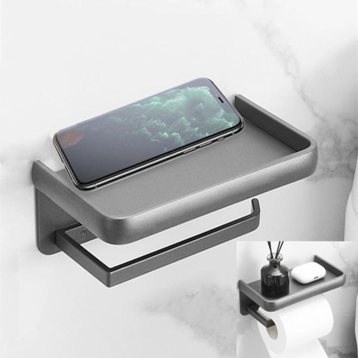 Lisslune | Matt gray bathroom accessory set bathroom shelf/towel holder & paper holder included