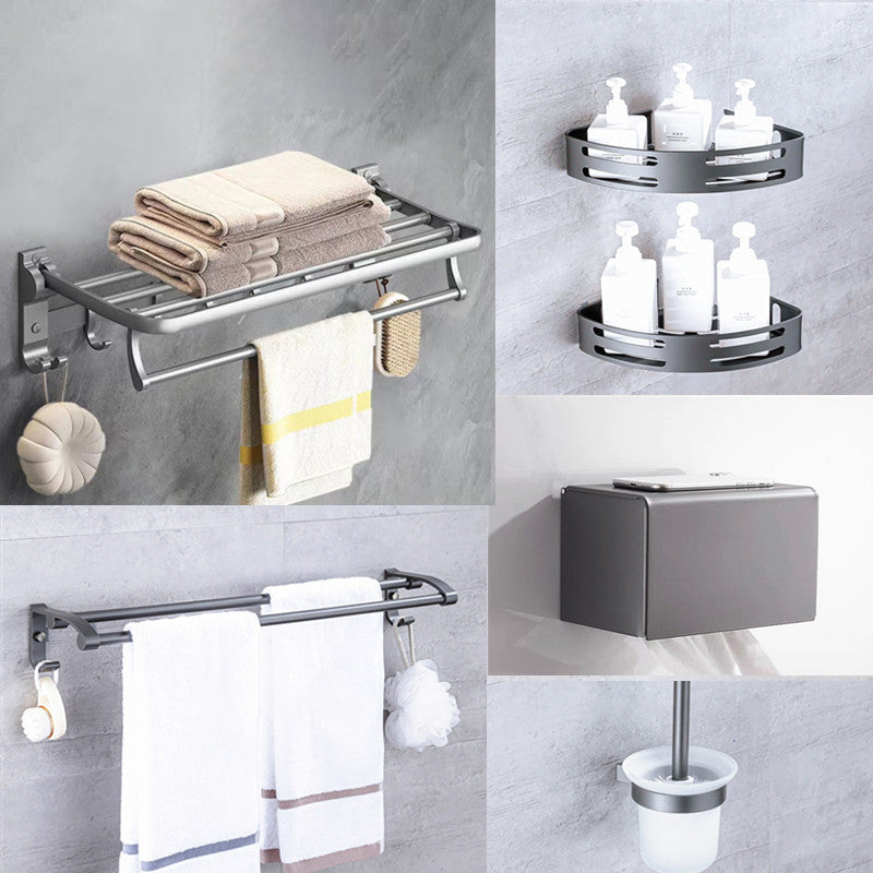 Lisslune | Matt gray bathroom accessory set bathroom shelf/towel holder & paper holder included