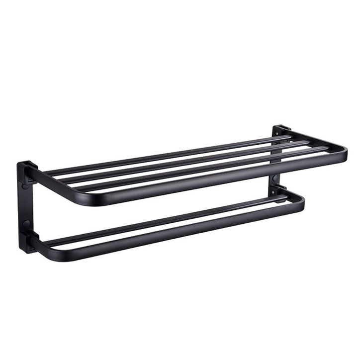 Lisslune | Modern Bathroom Accessory Set Matte Black/Grey Bathroom Shelf/Towel Holder & Paper Holder