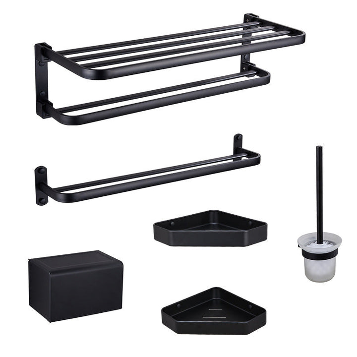 Lisslune | Modern Bathroom Accessory Set Matte Black/Grey Bathroom Shelf/Towel Holder & Paper Holder