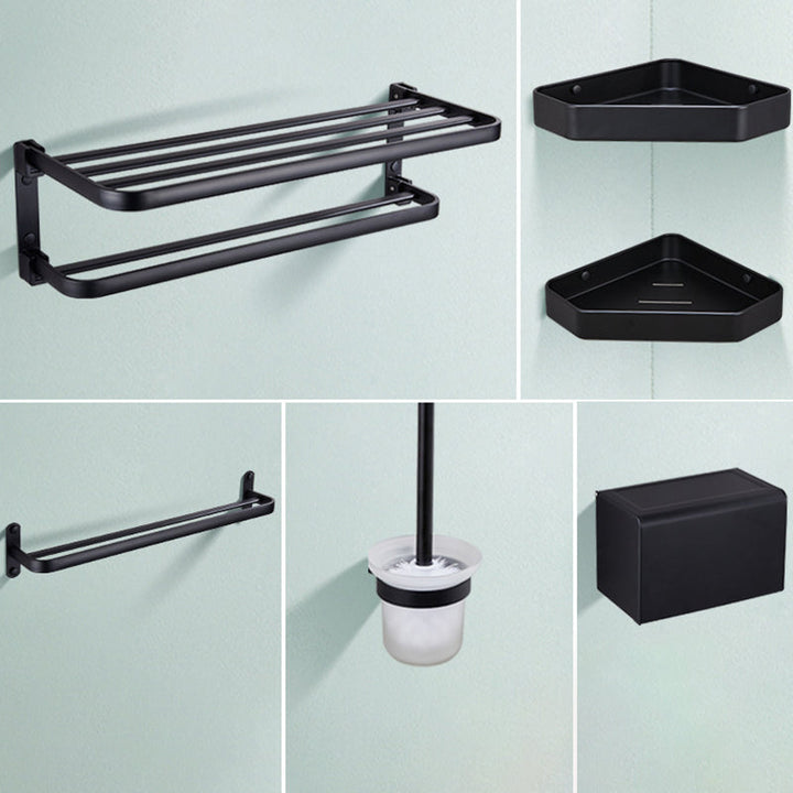 Lisslune | Modern Bathroom Accessory Set Matte Black/Grey Bathroom Shelf/Towel Holder & Paper Holder