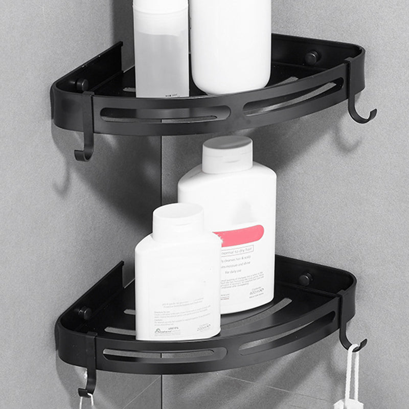 Lisslune | Modern Aluminum Bathroom Accessory Set Black/ Silver Bathroom Shelf