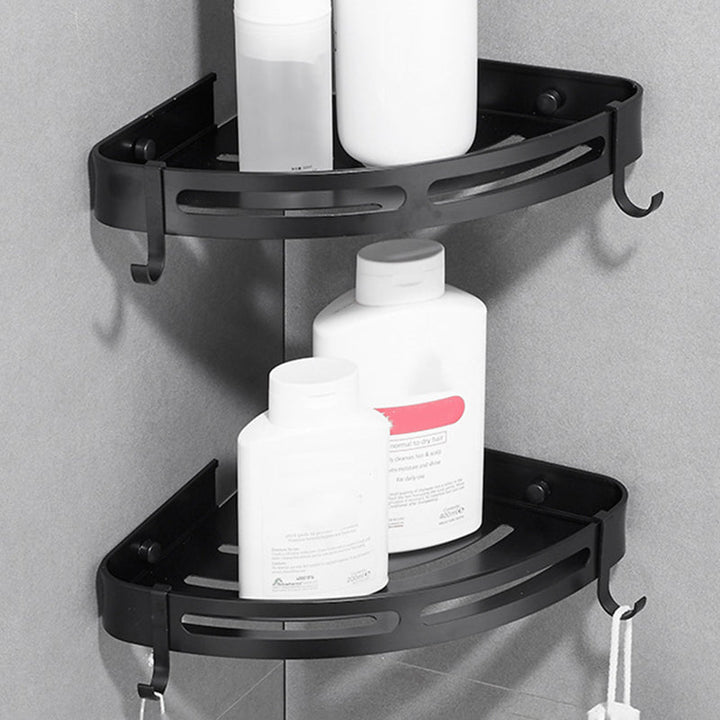 Lisslune | Modern Aluminum Bathroom Accessory Set Black/ Silver Bathroom Shelf