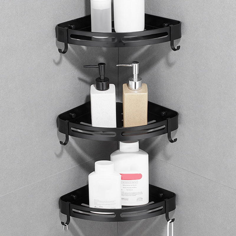 Lisslune | Modern Aluminum Bathroom Accessory Set Black/ Silver Bathroom Shelf