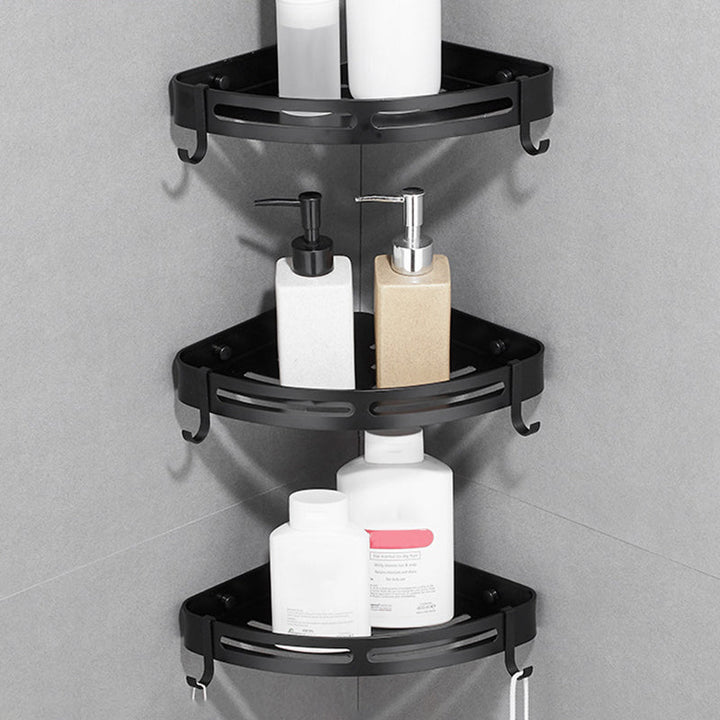 Lisslune | Modern Aluminum Bathroom Accessory Set Black/ Silver Bathroom Shelf