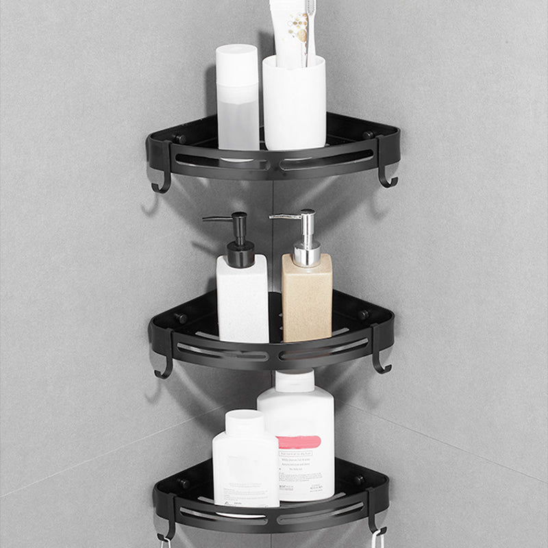 Lisslune | Modern Aluminum Bathroom Accessory Set Black/ Silver Bathroom Shelf