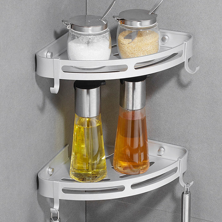Lisslune | Modern Aluminum Bathroom Accessory Set Black/ Silver Bathroom Shelf