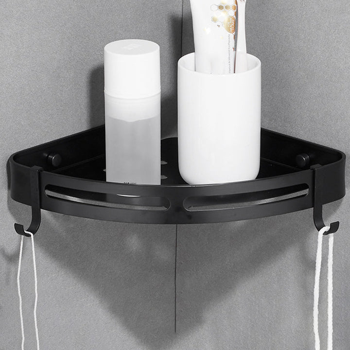 Lisslune | Modern Aluminum Bathroom Accessory Set Black/ Silver Bathroom Shelf