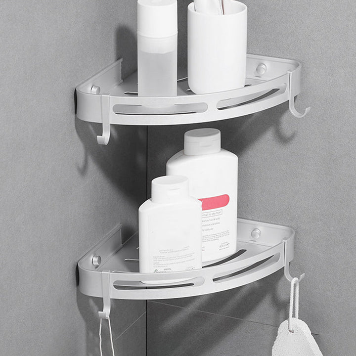 Lisslune | Modern Aluminum Bathroom Accessory Set Black/ Silver Bathroom Shelf