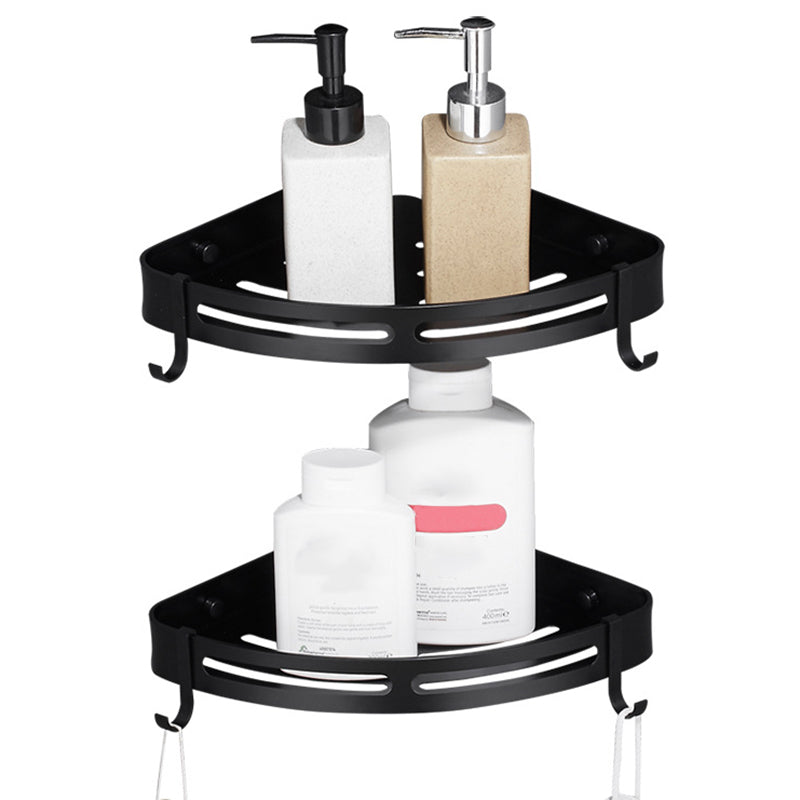 Lisslune | Modern Aluminum Bathroom Accessory Set Black/ Silver Bathroom Shelf