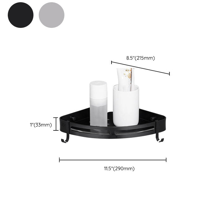 Lisslune | Modern Aluminum Bathroom Accessory Set Black/ Silver Bathroom Shelf