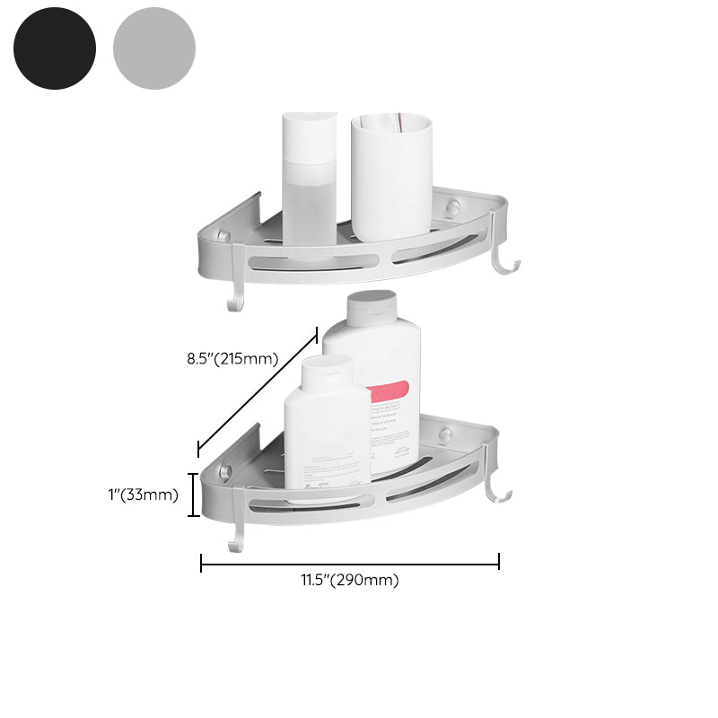 Lisslune | Modern Aluminum Bathroom Accessory Set Black/ Silver Bathroom Shelf