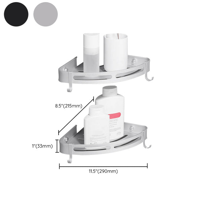 Lisslune | Modern Aluminum Bathroom Accessory Set Black/ Silver Bathroom Shelf