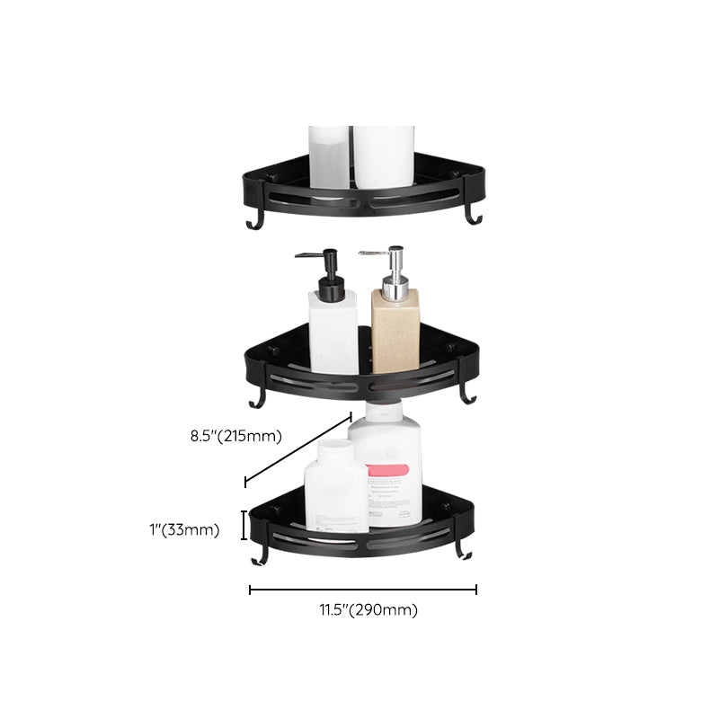 Lisslune | Modern Aluminum Bathroom Accessory Set Black/ Silver Bathroom Shelf