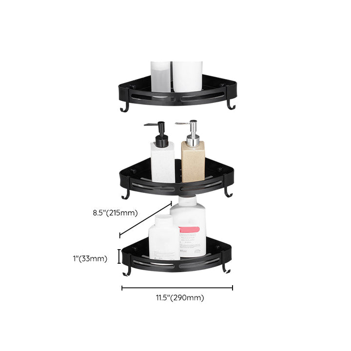 Lisslune | Modern Aluminum Bathroom Accessory Set Black/ Silver Bathroom Shelf