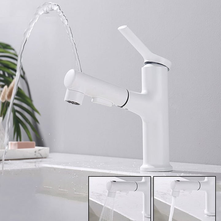 Lisslune | Modern Sink Faucet Copper Single Handle Low Arc Pull Down Sink Faucet