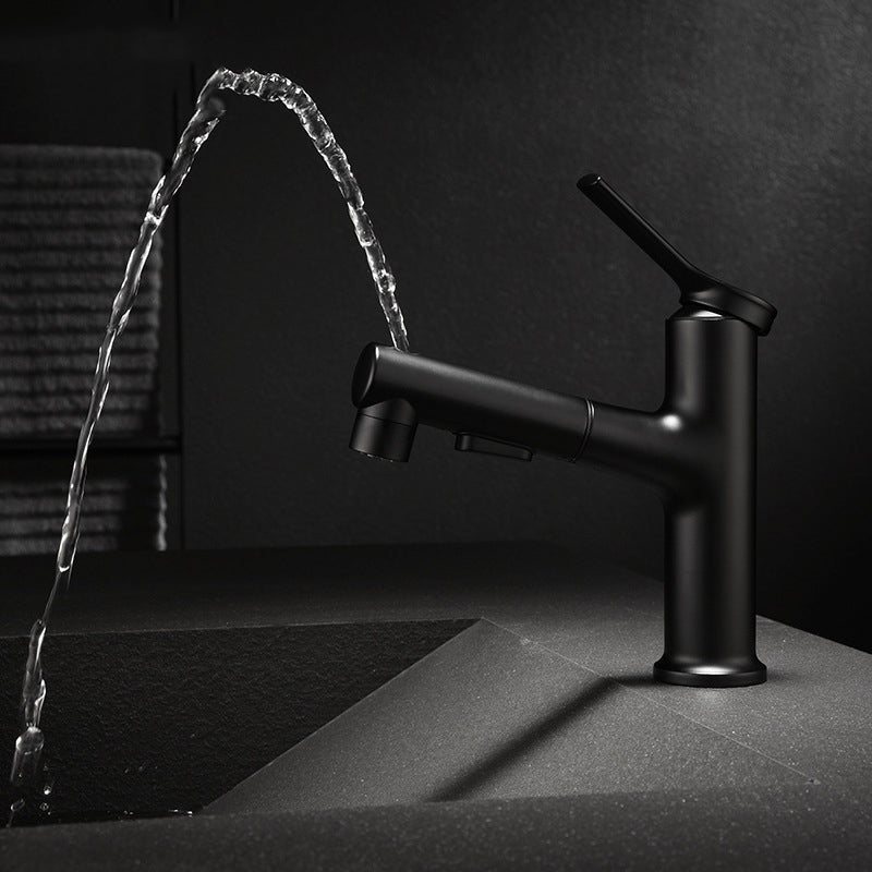 Lisslune | Modern Sink Faucet Copper Single Handle Low Arc Pull Down Sink Faucet