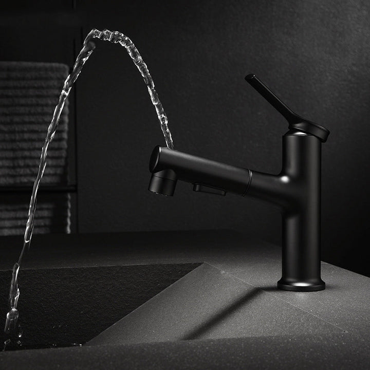 Lisslune | Modern Sink Faucet Copper Single Handle Low Arc Pull Down Sink Faucet