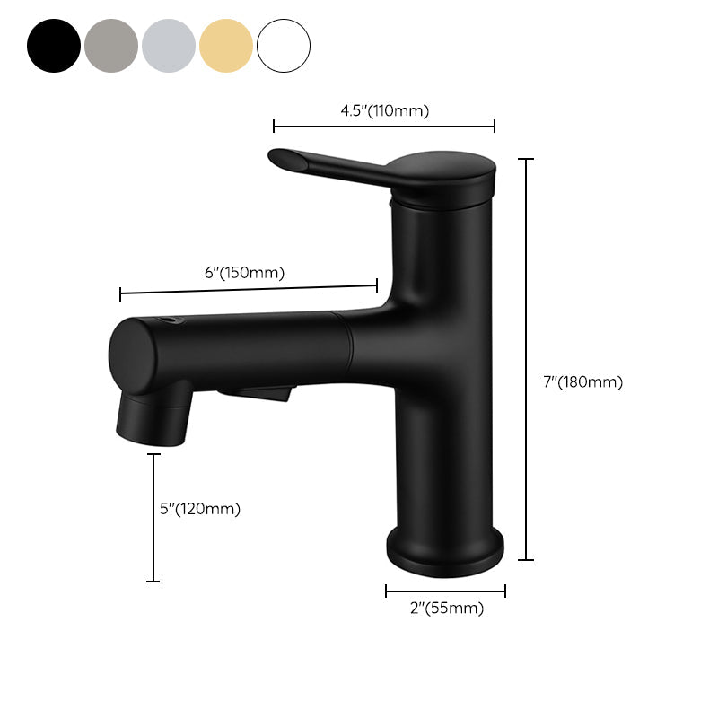Lisslune | Modern Sink Faucet Copper Single Handle Low Arc Pull Down Sink Faucet