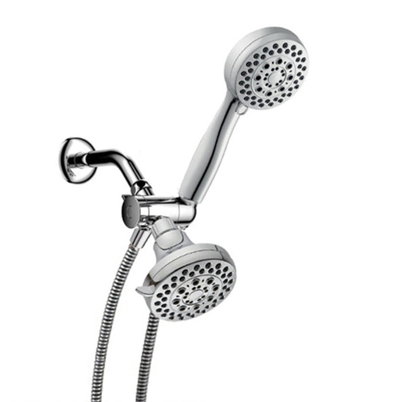 Lisslune | Silver Dual Shower Head Round Rainfall Wall-Mounted Shower Head