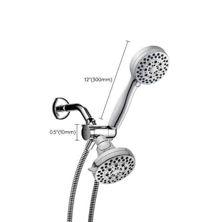 Lisslune | Silver Dual Shower Head Round Rainfall Wall-Mounted Shower Head