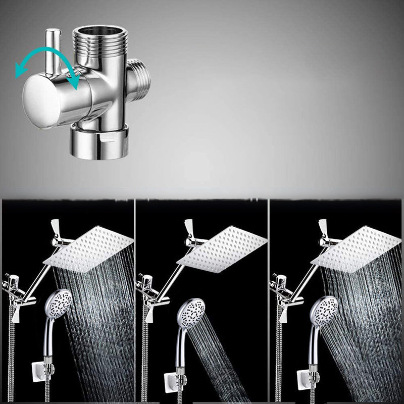 Lisslune | Modern Style Dual Shower Head 9-Spray Silver Wall Mount Shower Head