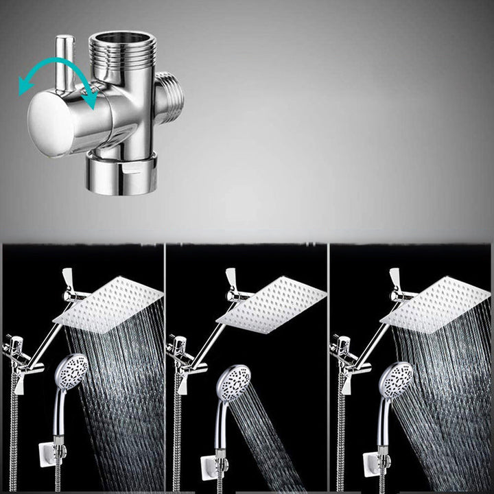 Lisslune | Modern Style Dual Shower Head 9-Spray Silver Wall Mount Shower Head