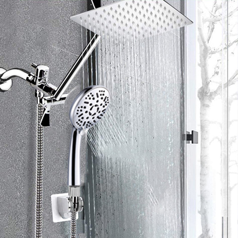 Lisslune | Modern Style Dual Shower Head 9-Spray Silver Wall Mount Shower Head