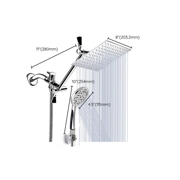 Lisslune | Modern Style Dual Shower Head 9-Spray Silver Wall Mount Shower Head