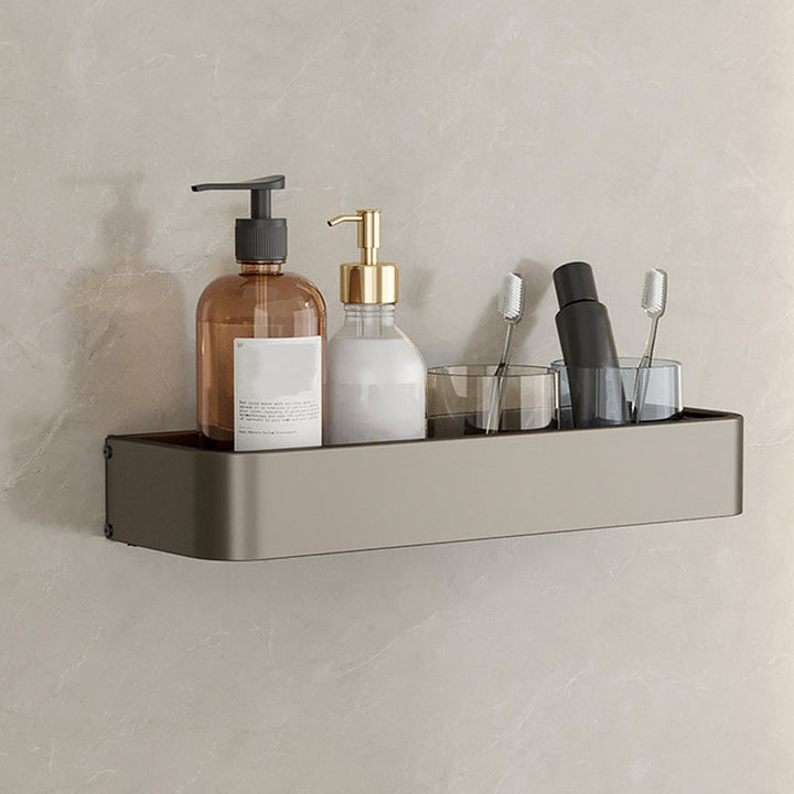 Lisslune | Contemporary Aluminum Bathroom Accessories Set Gray Bath Shelf