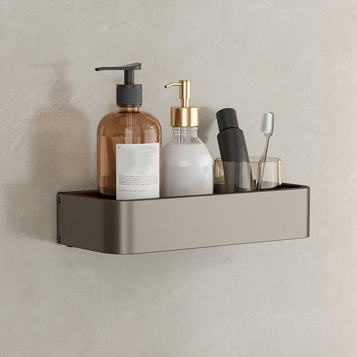 Lisslune | Contemporary Aluminum Bathroom Accessories Set Gray Bath Shelf