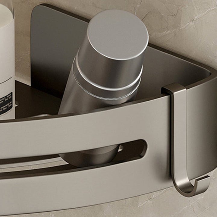 Lisslune | Contemporary Aluminum Bathroom Accessory Set Grey Bath Shelf