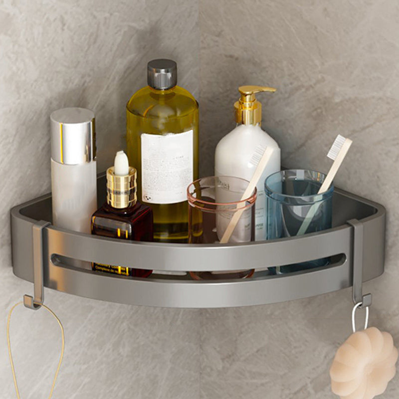 Lisslune | Contemporary Aluminum Bathroom Accessory Set Gray Bath Shelf