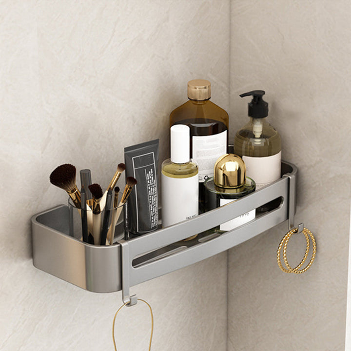 Lisslune | Contemporary Aluminum Bathroom Accessories Set Gray Bath Shelf