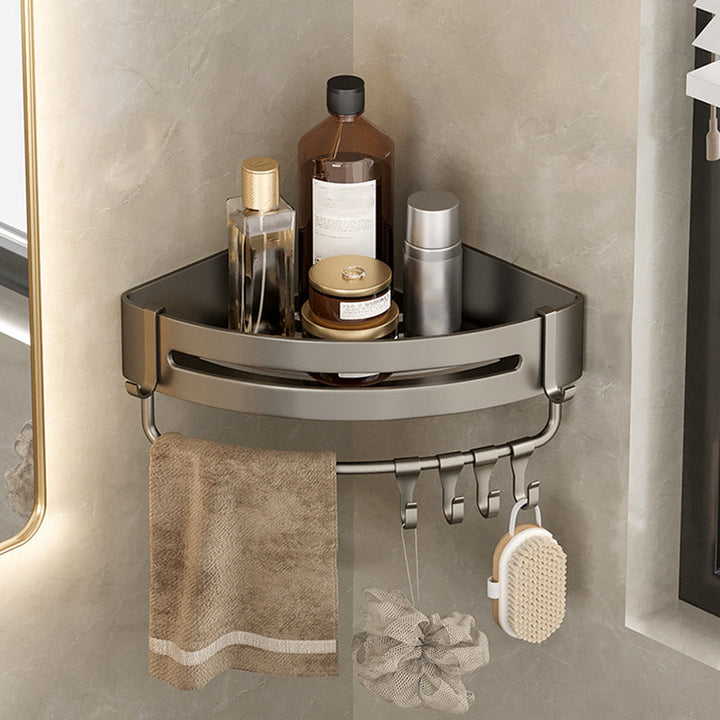 Lisslune | Contemporary Aluminum Bathroom Accessory Set Gray Bath Shelf