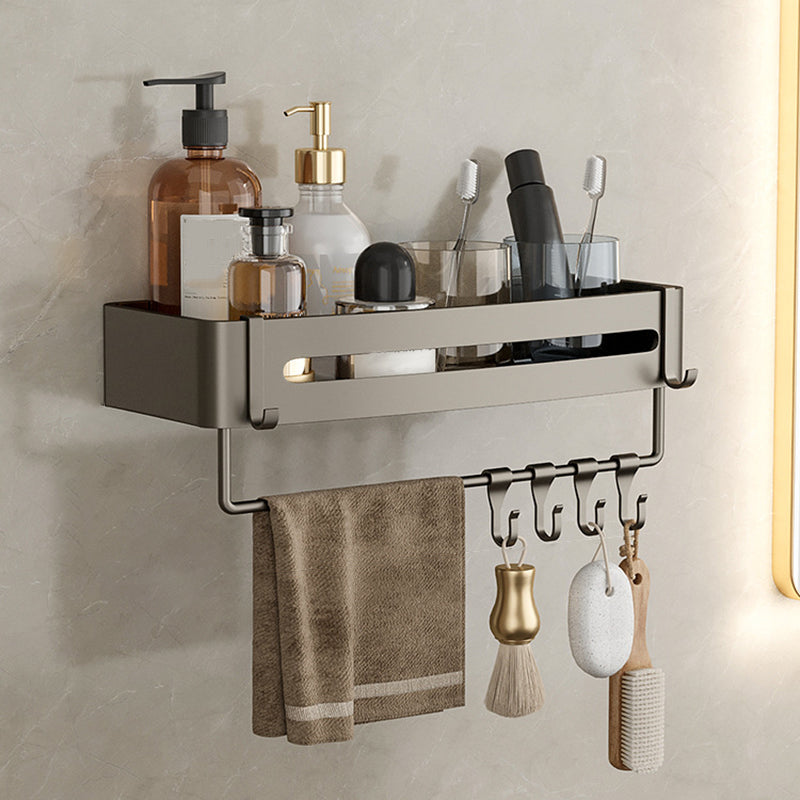 Lisslune | Contemporary Aluminum Bathroom Accessory Set Grey Bath Shelf