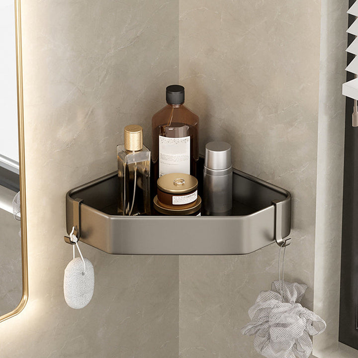 Lisslune | Contemporary Aluminum Bathroom Accessory Set Grey Bath Shelf
