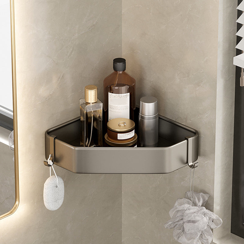 Lisslune | Contemporary Aluminum Bathroom Accessory Set Gray Bath Shelf