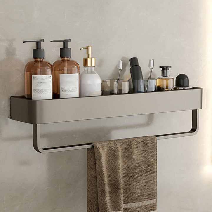 Lisslune | Contemporary Aluminum Bathroom Accessory Set Gray Bath Shelf