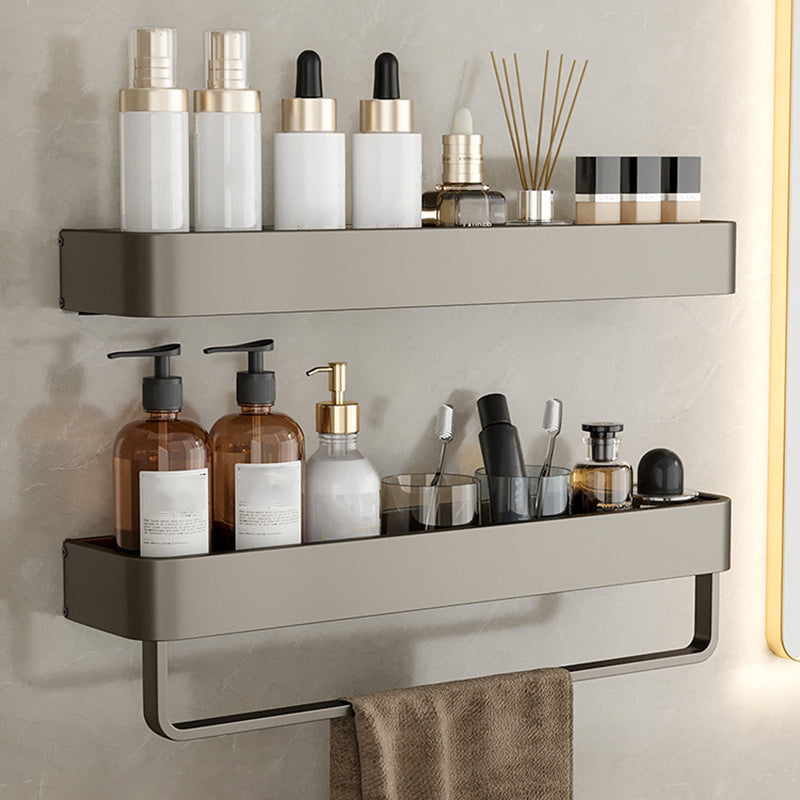 Lisslune | Contemporary Aluminum Bathroom Accessories Set Gray Bath Shelf