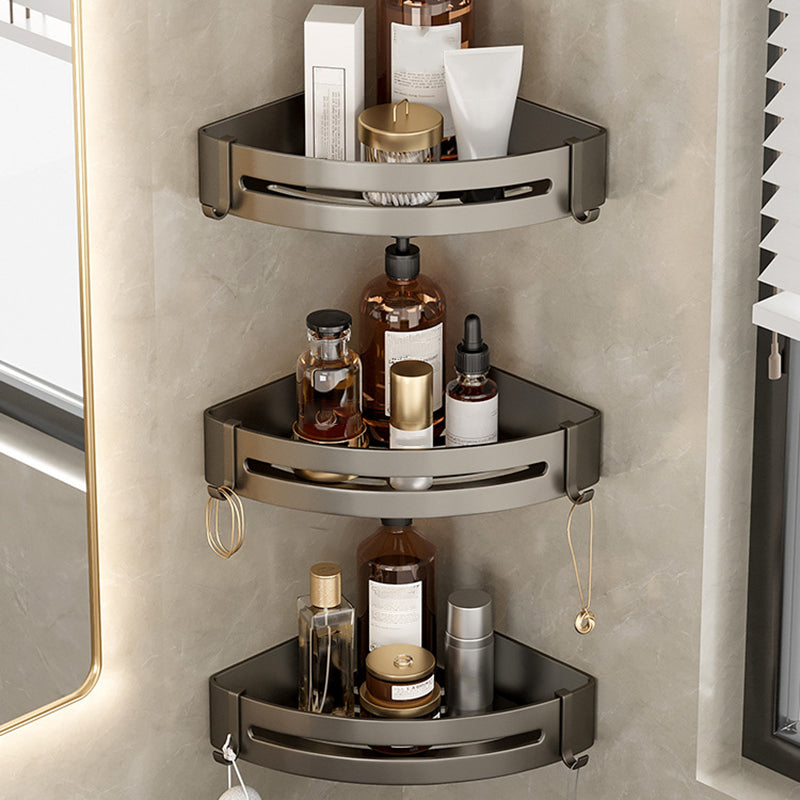 Lisslune | Contemporary Aluminum Bathroom Accessory Set Gray Bath Shelf