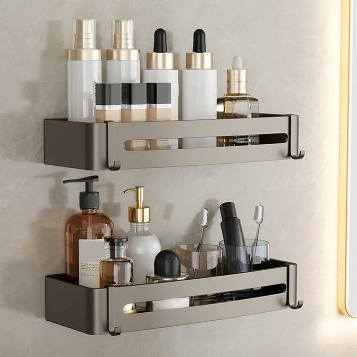 Lisslune | Contemporary Aluminum Bathroom Accessory Set Grey Bath Shelf