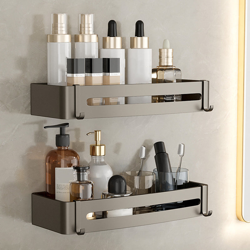 Lisslune | Contemporary Aluminum Bathroom Accessory Set Gray Bath Shelf