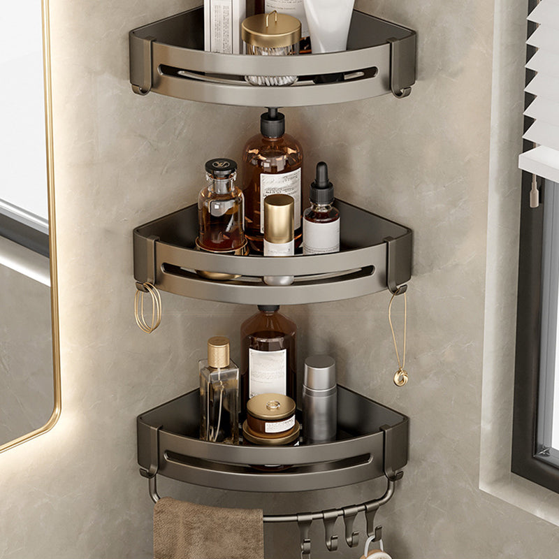 Lisslune | Contemporary Aluminum Bathroom Accessory Set Gray Bath Shelf