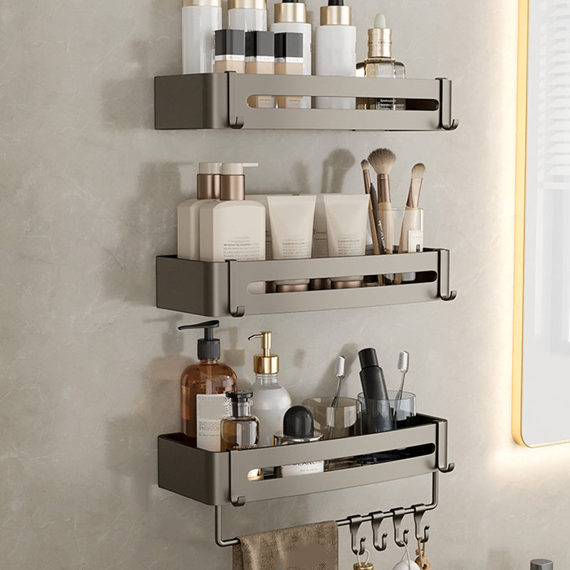 Lisslune | Contemporary Aluminum Bathroom Accessories Set Gray Bath Shelf