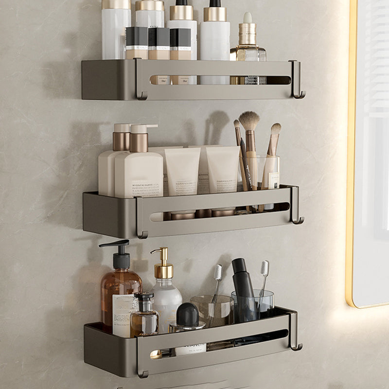 Lisslune | Contemporary Aluminum Bathroom Accessory Set Grey Bath Shelf